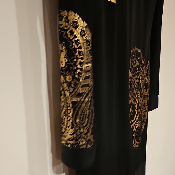 Caché Black Dress with Gold Patterns - Picture 5 of 8